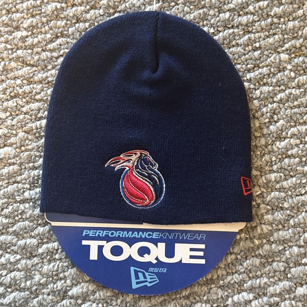 New Era Detroit Pistons Hat Cap Winter Knit Beanie Retro Logo‎ Blue NBA New